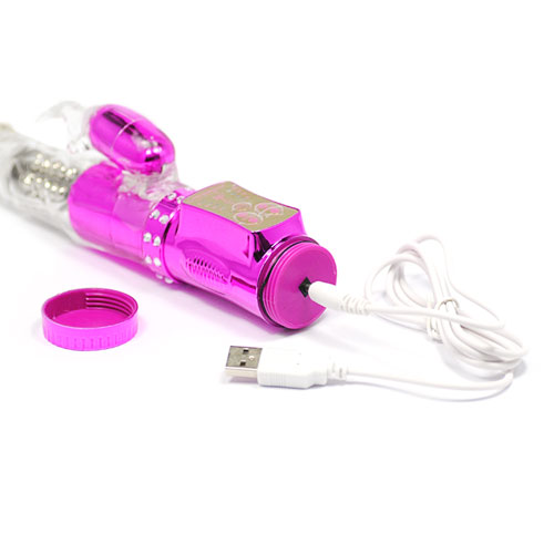 USB Rechargeable Purple Rabbit Vibrator With Diamond - Click Image to Close